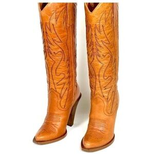 Jessica Simpson Size 9 Leather Cowboy Boots In Excellent Condition